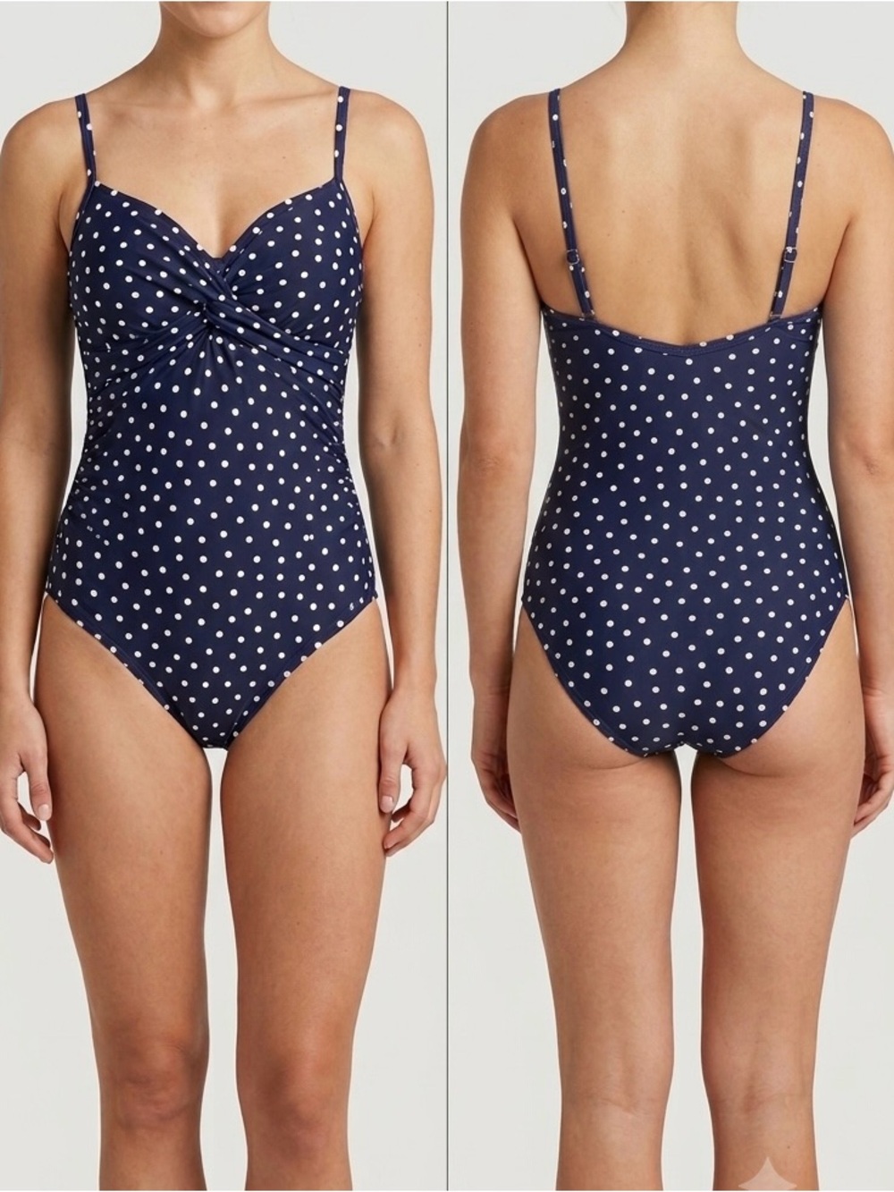 New Look Navy and White Polka Dot One-Piece Swimsuit